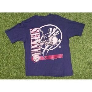 Vtg 1993 New York Yankees T Shirt XL Navy Blue True Fan MLB Baseball 90s Graphic
